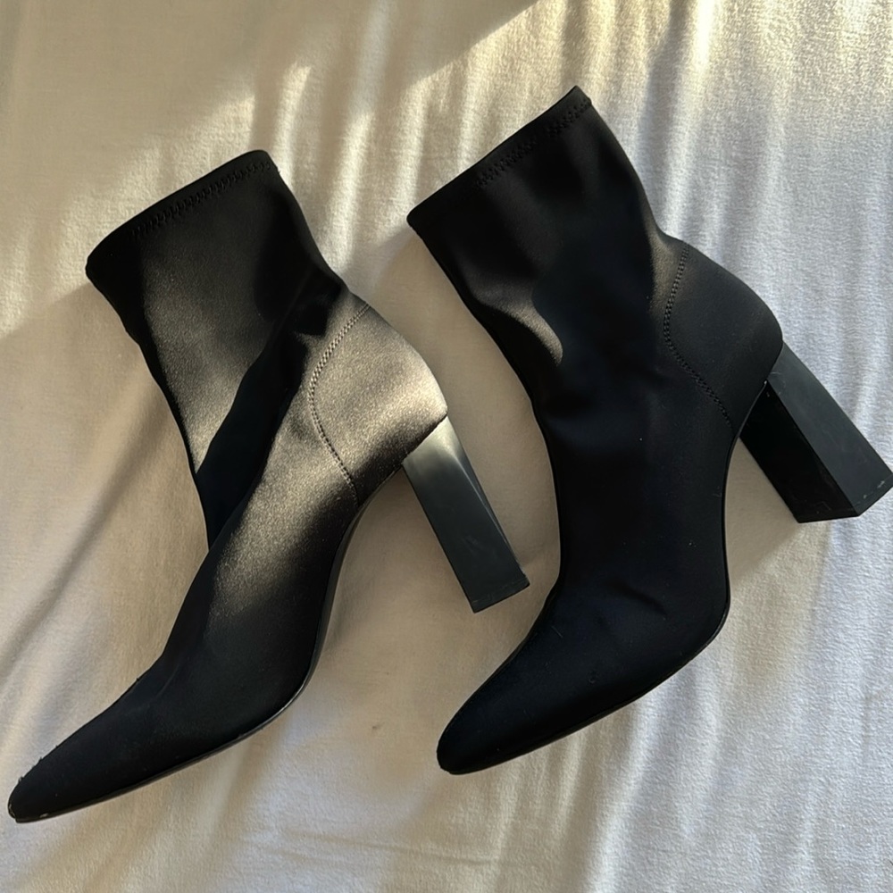 ZARA black neoprene type fabric bootie